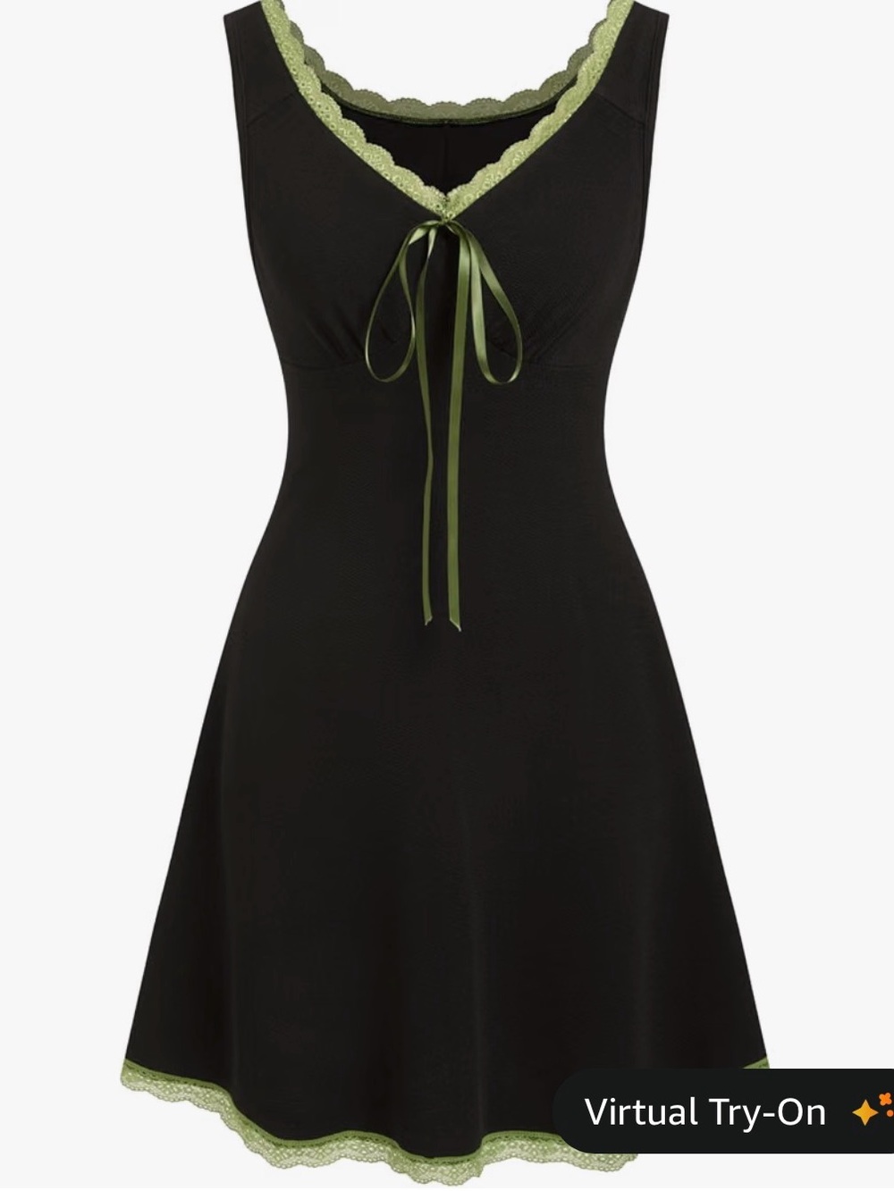 Cider Black Mini Dress with Olive Trim